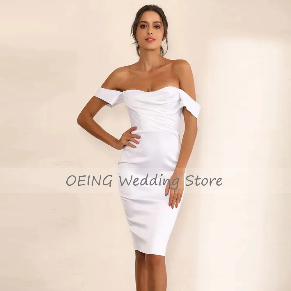 Vestido de Novia corto con hombros descubiertos para mujer, vestido de Novia blanco hasta la rodilla, Simple, 2022