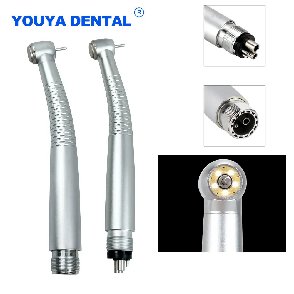 Dental LED High High Speed 5 LED Handpiece 2/4 Air Turbine 5 Water Sprays 2/4 Holes Push Button Dental Drilling Tool