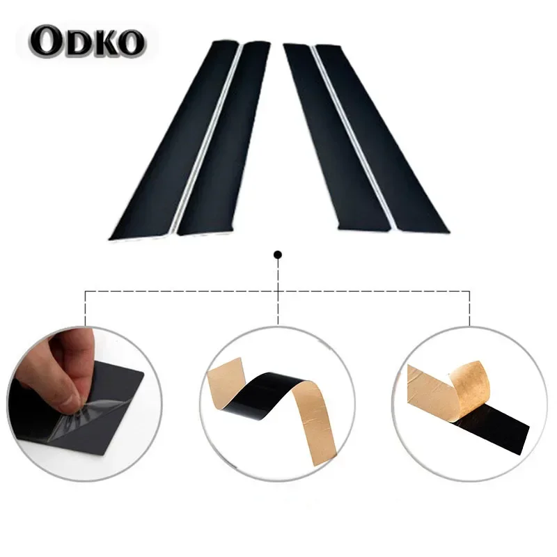 4Pcs/Set Carbon Fiber Black Pillar Post Cover For Peugeot 307 Hatchback/Sedan 2004-2013 Door Trim Window Molding Car Stickers