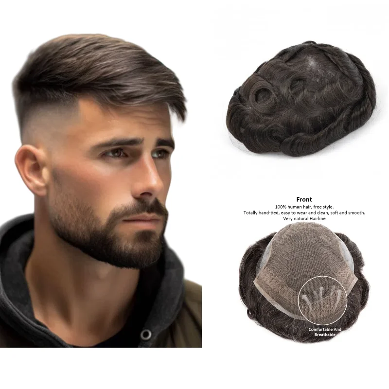 

Men's Hairpiece Human Hair OCT | Lace+PU Base Toupee, Lightweight & Comfortable Daily Wig