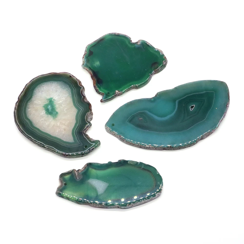 Drilled Agate Geode Slices Polished Irregular Crystal Stone Slab Assorted Stone Pendant For DIY Jewelry Making Crafts Home Decor