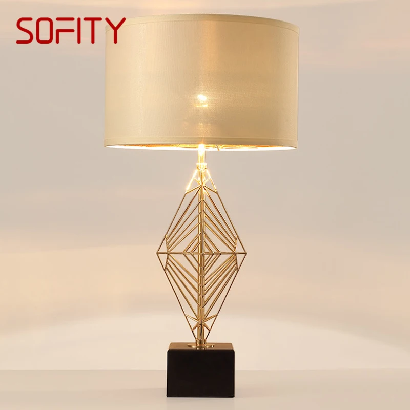 

SOFITY Contemporary Golden Table Lamp Nordic Fashionable Living Room Bedroom Creative LED Hollow Out Decoration Desk Light