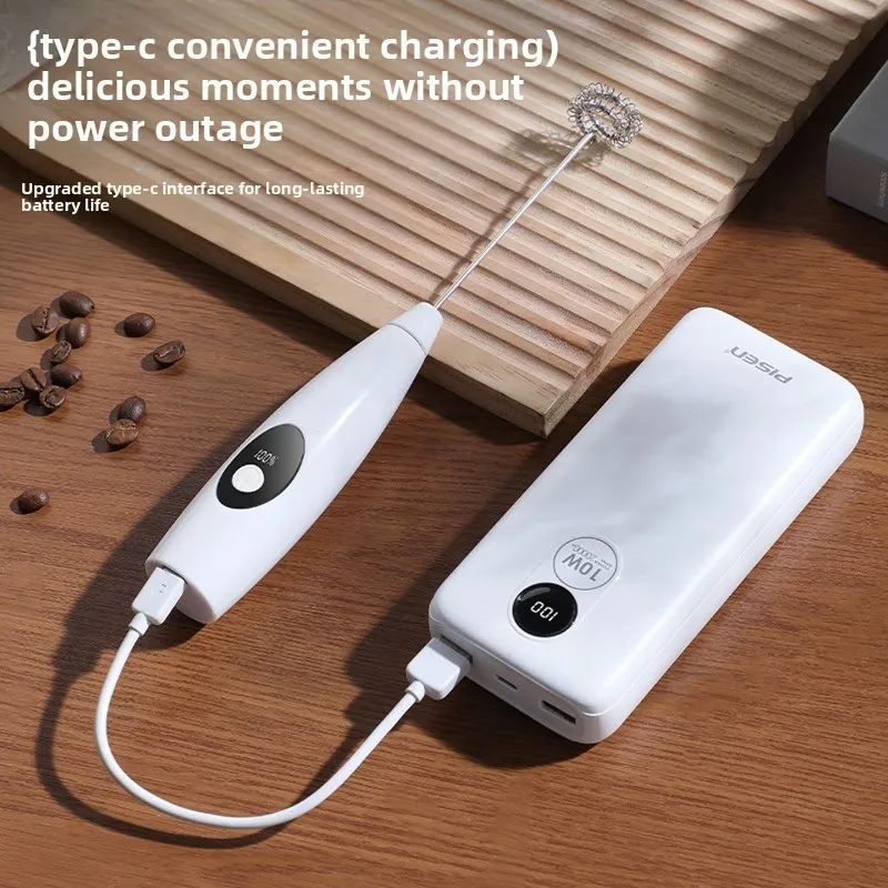 Portable Electric Milk Frother Foam Maker Handheld Rechargeable Foamer High Speeds Drink Mixer Coffee Frothing