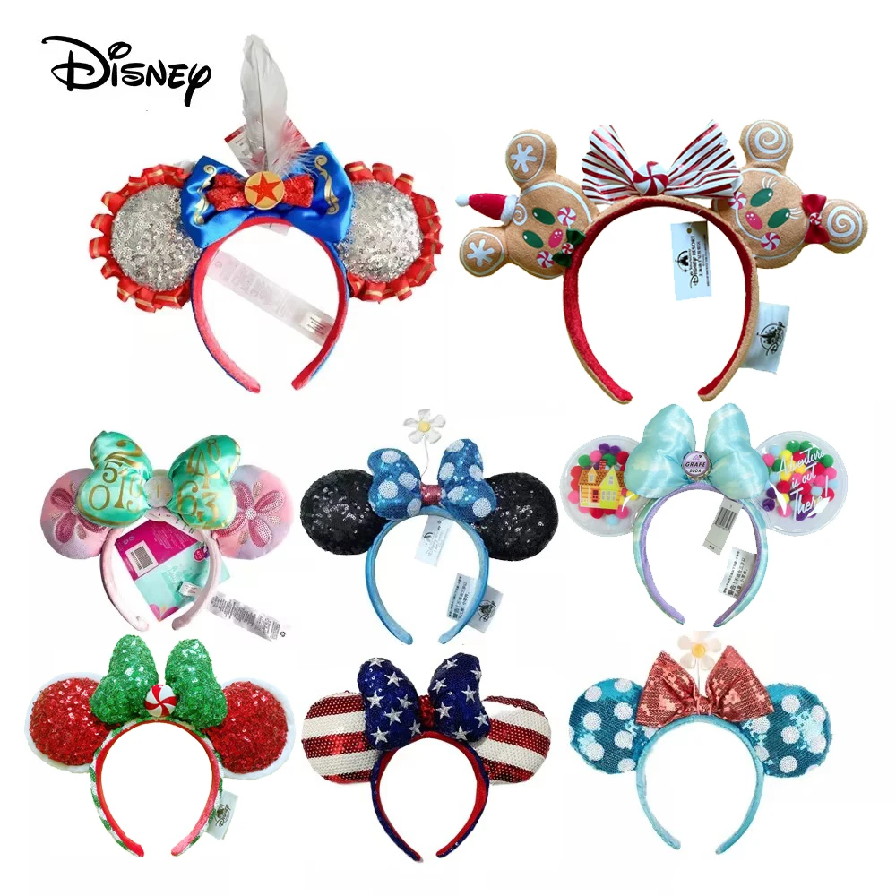 Disney Ears Headband Big Bows Sequins Headset Mickey Minnie Headwear for Cosplay Gifts for Festival