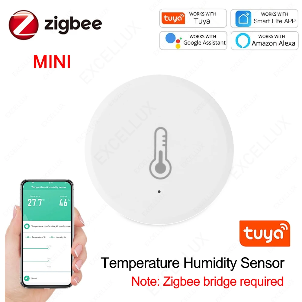 Sensor de temperatura y humedad Tuya Zigbee 3,0, Monitor remoto por aplicación Smart Life, seguridad para el hogar, funciona con Alexa Home Assistant