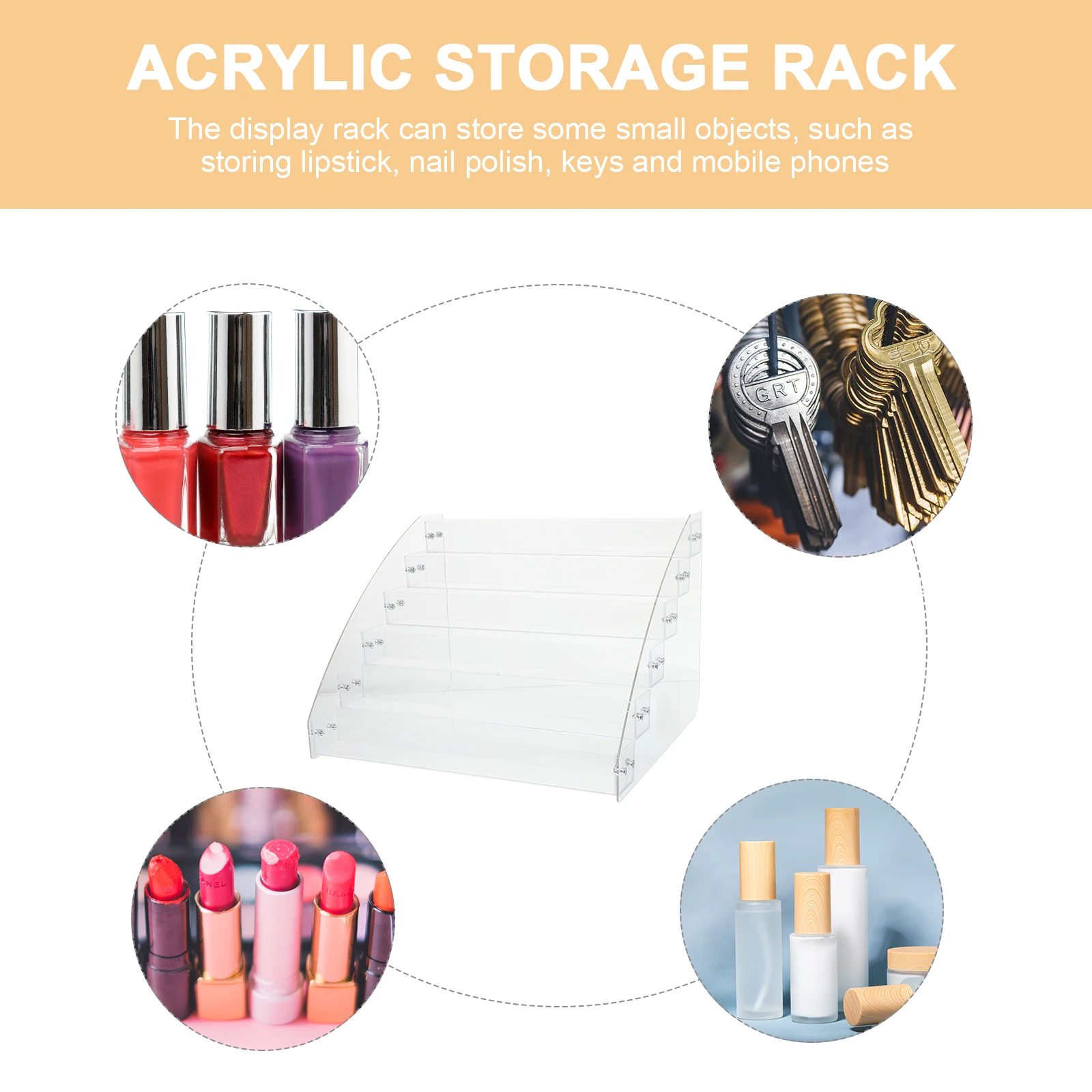 

6-слойная акриловая полка для хранения, органайзер для губной помады, ногтей, ключей, телефона, настольного аккуратного держателя для домашнего офиса