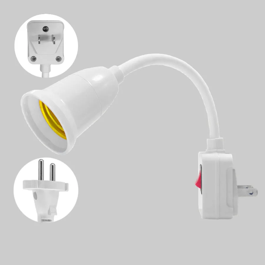 Adaptador de bombilla E27 para lámpara de pared, convertidor de enchufe Base, luces Led de encendido/apagado, soporte de tornillo, adaptador de