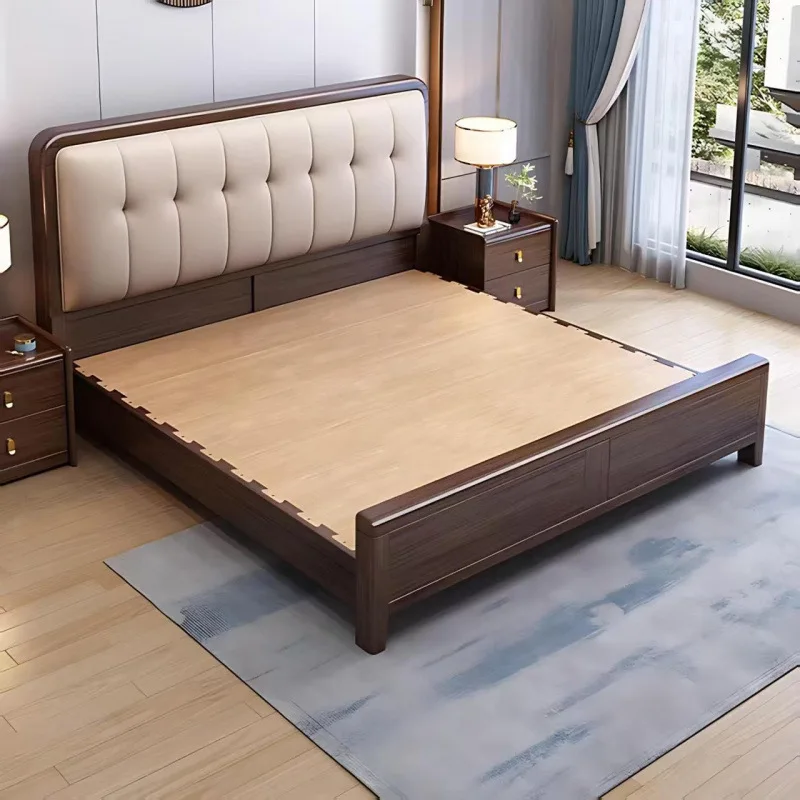 Solid wood double storage bed dovetail full tenon and tenon thickened simple bed