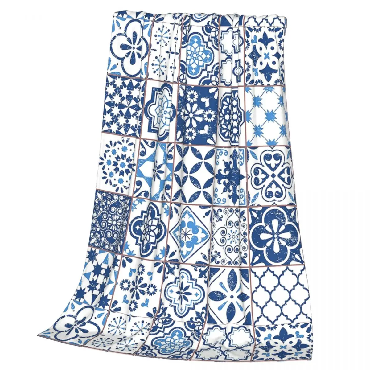 Portuguese Azulejos Blanket Soft Warm Flannel Throw Blanket Bedspread for Bed Living room Picnic Travel Home Couch