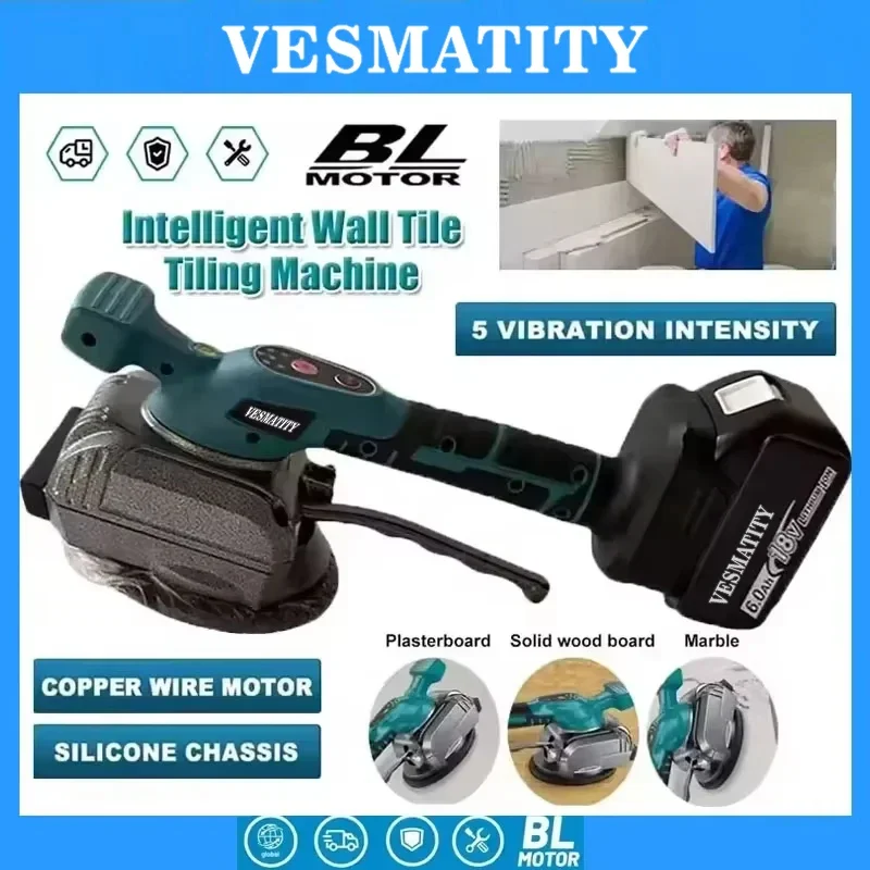 For Makita 18/20V Battery Pin Leveler Vibration Frequency 8Gears Digital Display for Efficient Floor Wall Tile LayingTool