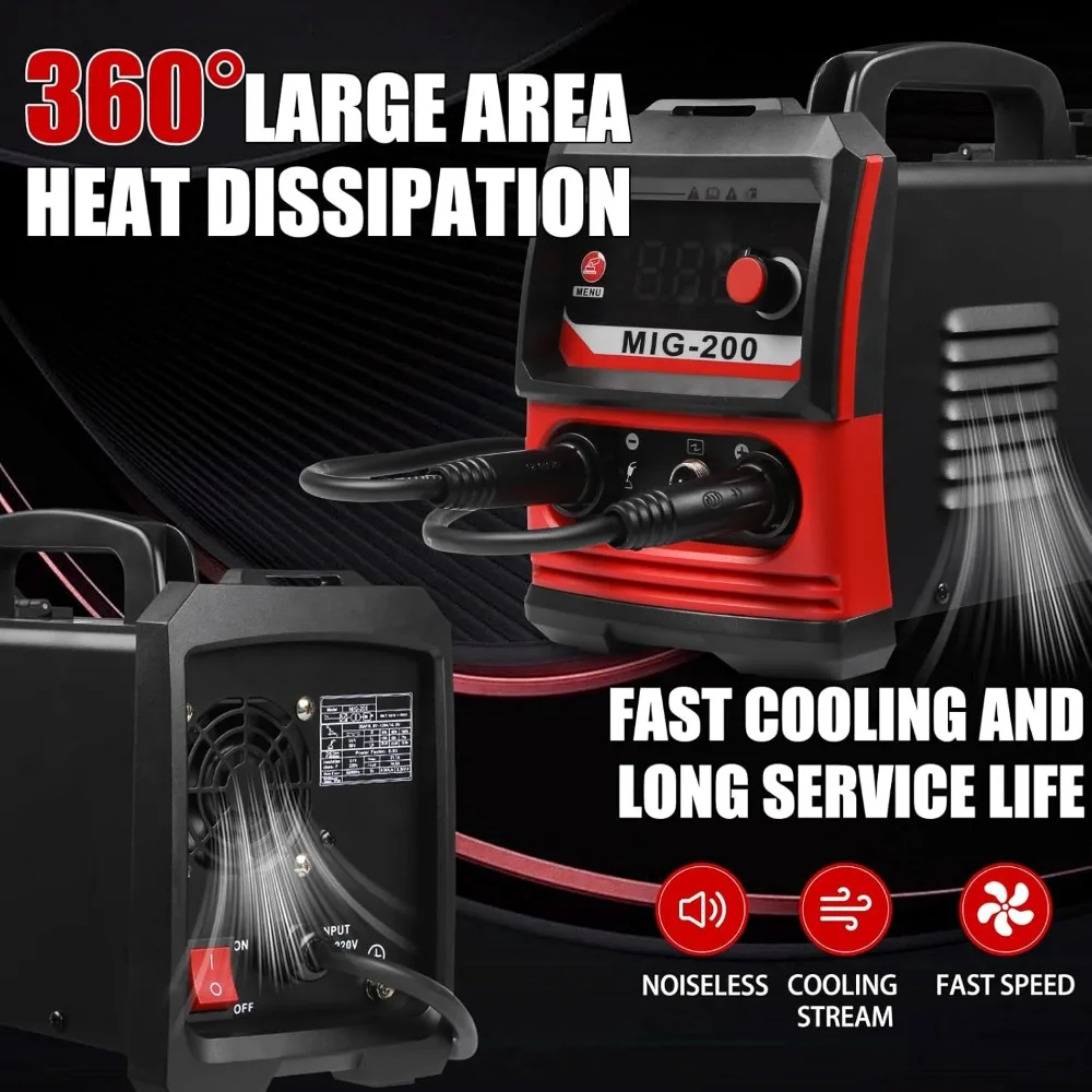 MIG200 Electric Welding Machine,Flux MIG/LIFT TIG/Stick 3 in 1 Multi Functional Welding Machine,IGBT Inverter Welder with LED Di
