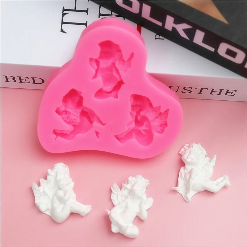 3D Three Mini Angel Baby Silicone Mold DIY Dessert Chocolate Pastry Cake Decoration Fondant Resin Mould Kitchen Baking Tools