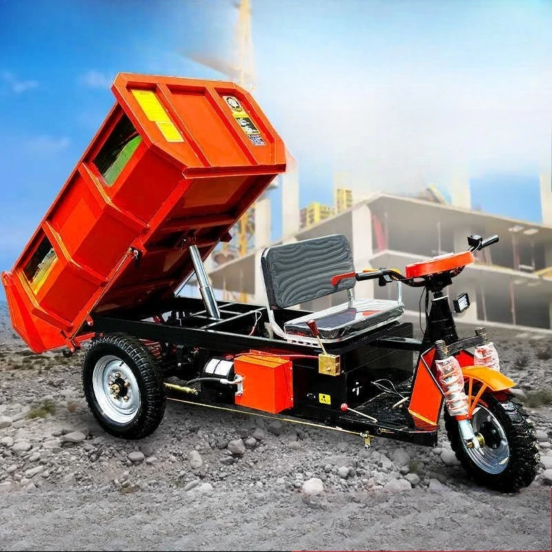 Electric engineering tricycle hydraulic construction site dump truck agricultural concrete culture pull manure