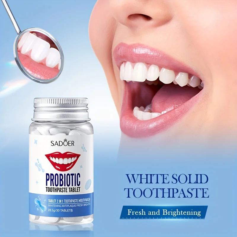 Probiotics Solid Toothpaste, Deeply Cleaning, Fresh Breath, Cleans Dirt, Suitable for Travel 28.5g(1.01oz)-1 Bottle