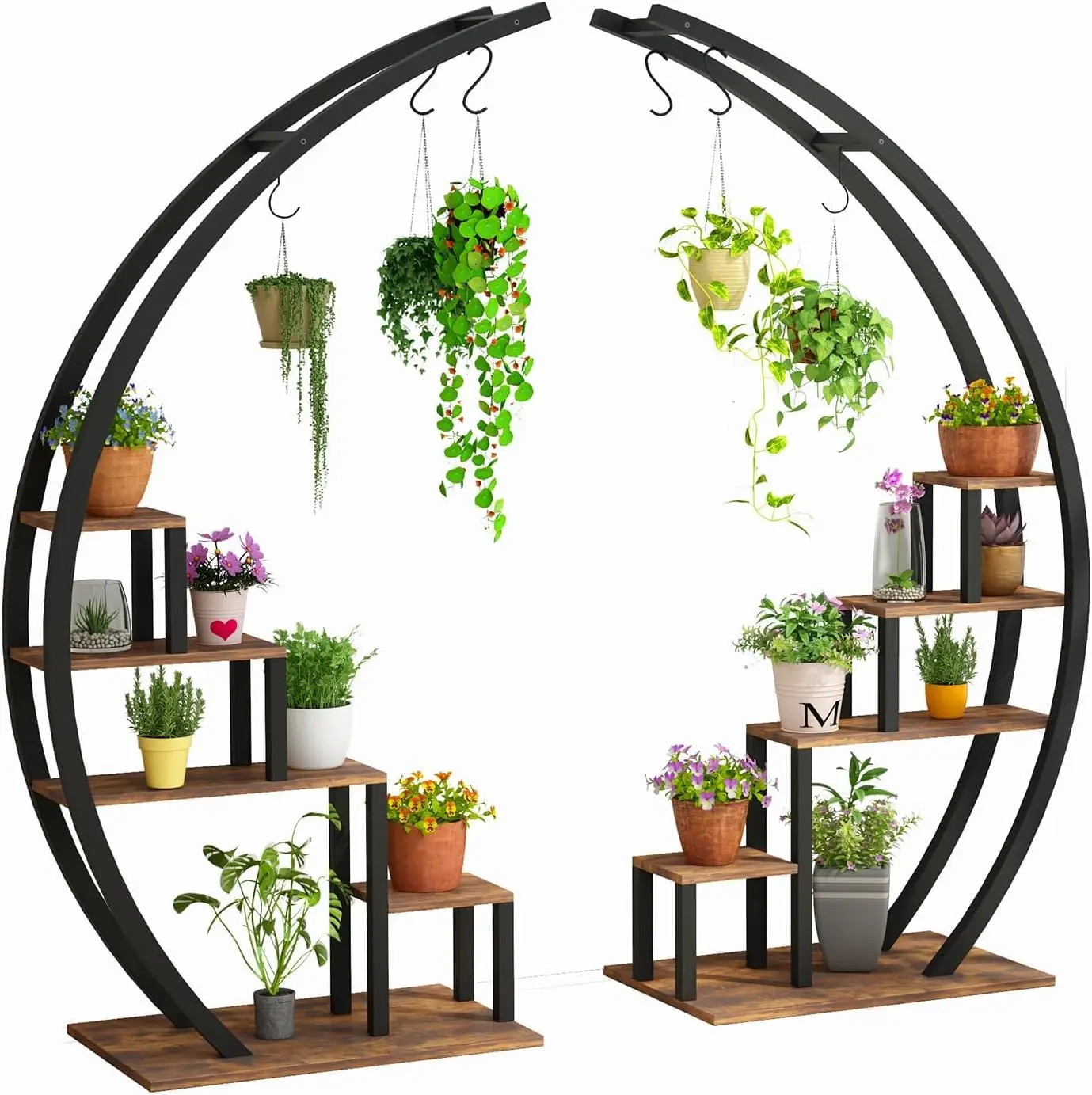 Plant Stand Indoor Outdoor, 2 Pack 5 Tier Heavy Duty Metal Plant Shelf, 56