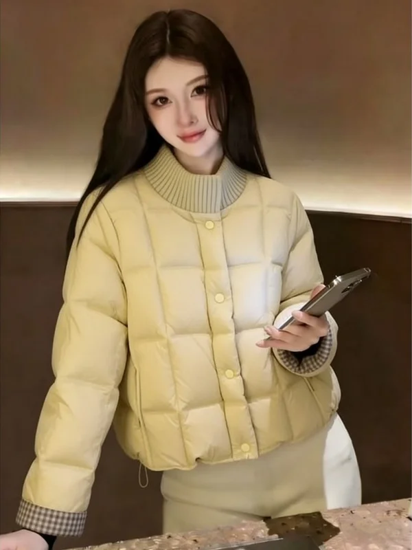 

Женская теплая свободная повседневная куртка Lazy Sle с воротником из трикотажа и хлопка, нежно-желтая, в корейском стиле, весна 2026