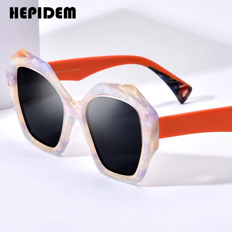 

HEPIDEM Acetate Polarized Sunglasses Men 2024 New Retro Colorful Trendy Cat Eye Sun Glasses UV400 Women Shades H9359T