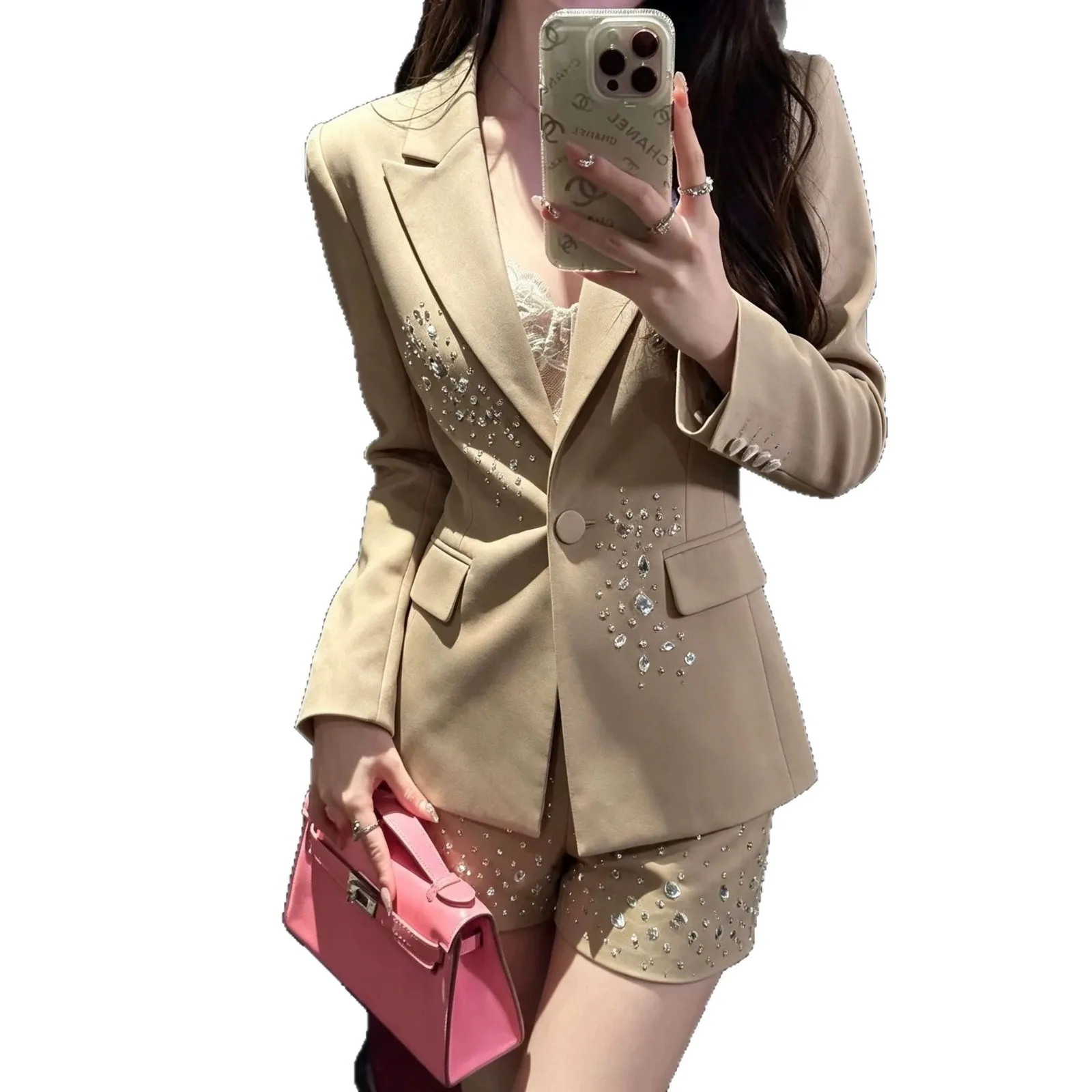 Long Sleeve Cropped Pants Set with Private Celebrity Style Elegant Women Sets Autumn Regular Sleeve European and American Style