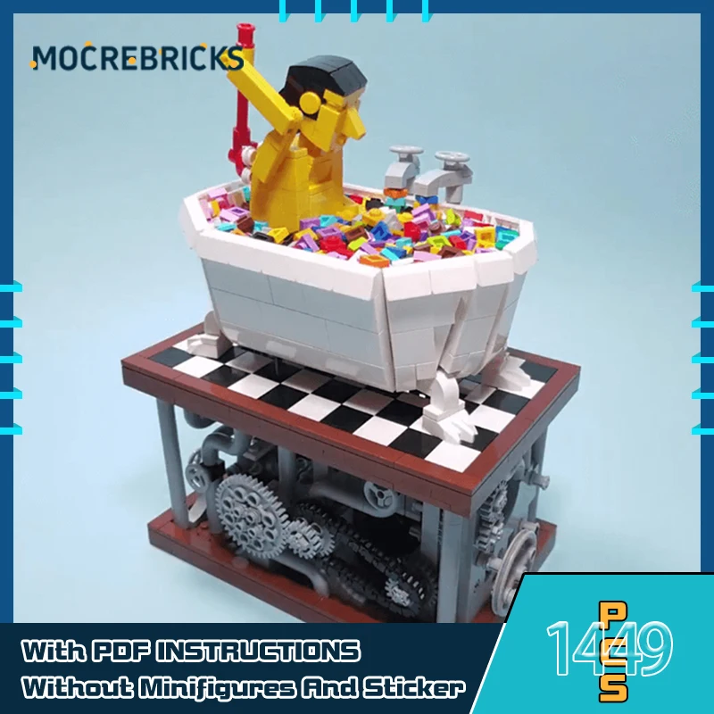 

Funny GBC Manual Operation Bath Time DIY Modular Assembling Model Technology Bricks Creative MOC Building BlocksToy Xmas Gifts