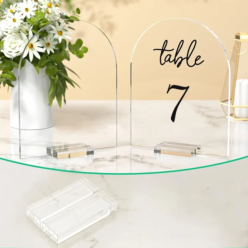 2Pcs Blank Acrylic Sign With Stand Arch Clear Table Sign Acrylic Sheet For Wedding Table Number Menu Sign Wedding Party Supplies