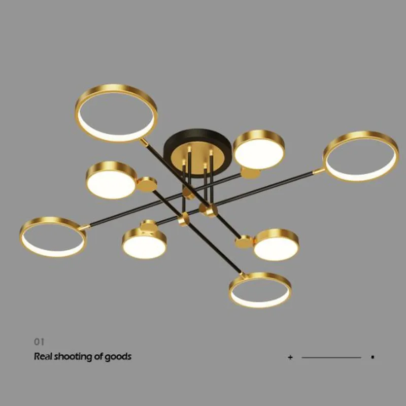 

New Modern LED Chandelier For Living Room Bedroom Dining Room Kitchen Ceiling Lamp Nordic Black Gold Design Remote Control Light