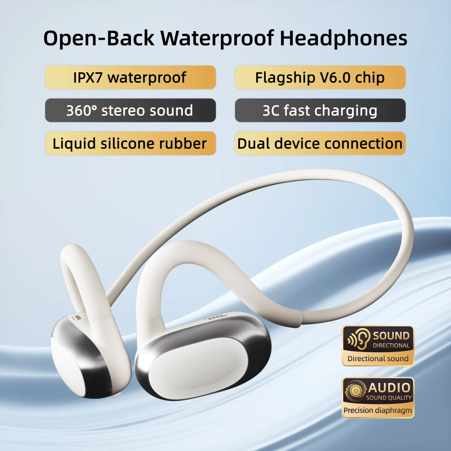 Беспроводные спортивные наушники с шейным ремешком и открытой воздушной проводимостью, длительный срок службы батареи, водонепроницаемые наушники HIFI Bluetooth 6.0 для бега