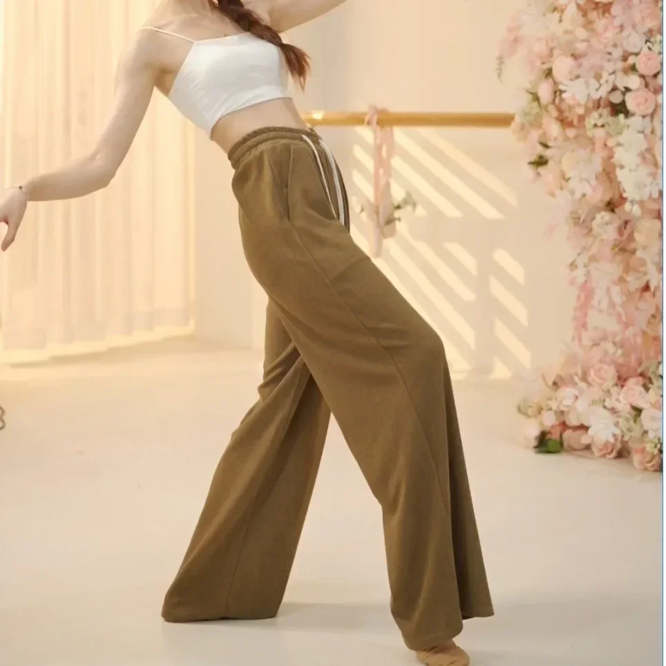 

Dance pants women's practice clothes autumn and winter slim and thin dancing wide-leg pants adult dance clothes long pants