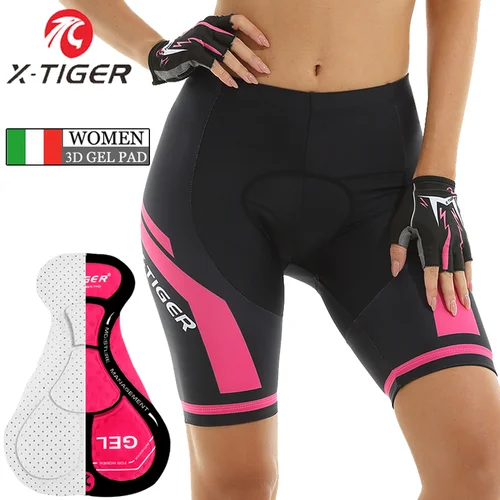 X-TIGER pantalones cortos de ciclismo para mujer, pantalones cortos acolchados de Gel 5D a prueba de golpes para bicicleta de montaña, pantalones cortos para bicicleta de carreras de carretera, ropa de verano