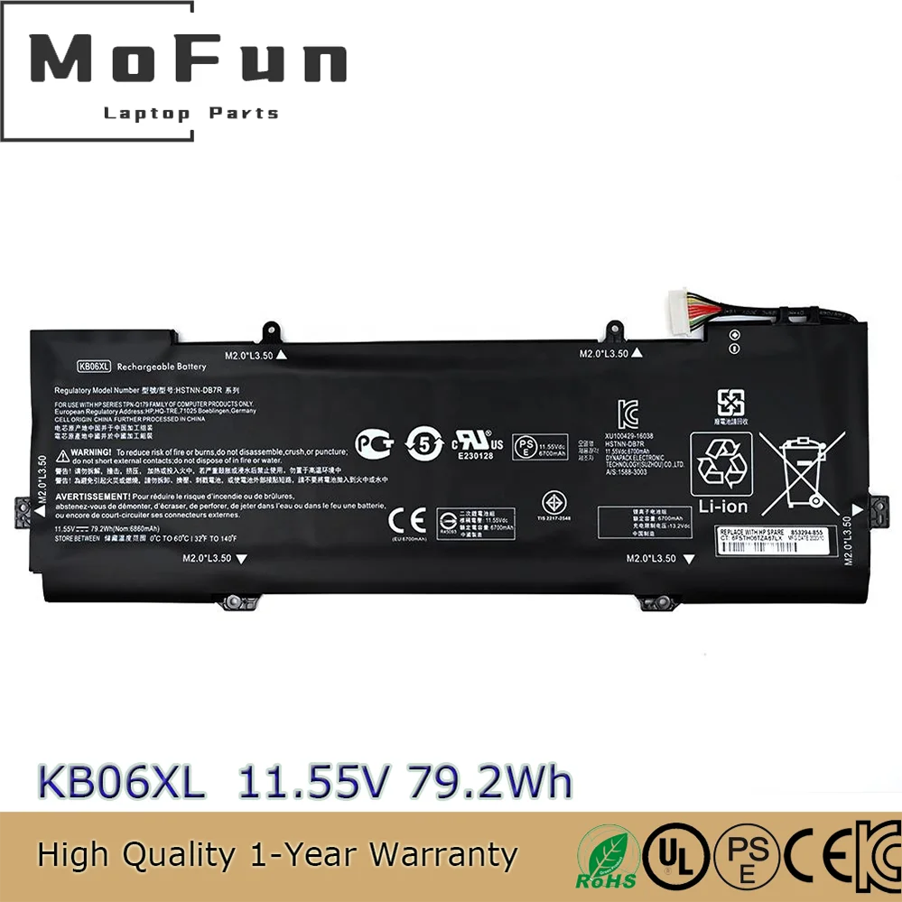 

Original KB06XL 11.55V 79.2Wh Notebook Battery for HP Spectre X360 15 15-Bl012DX 15-BL0XX TPN-Q179