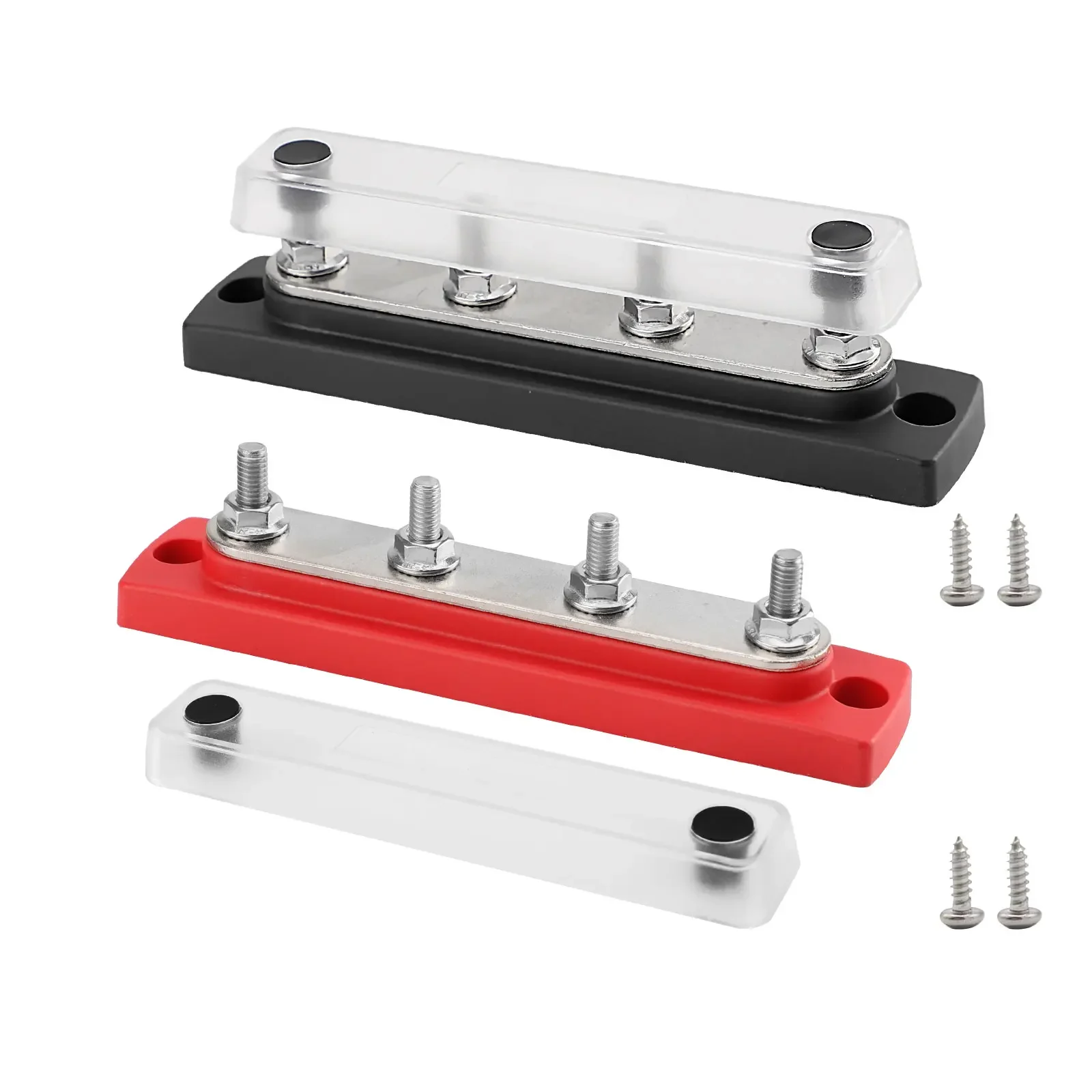 Nouveau bloc de Distribution d'énergie 48V 150A, bornier de barre omnibus 4 x goujons de Terminal M6, barre omnibus Marine avec couvercle pour camions, bateaux, camping-car