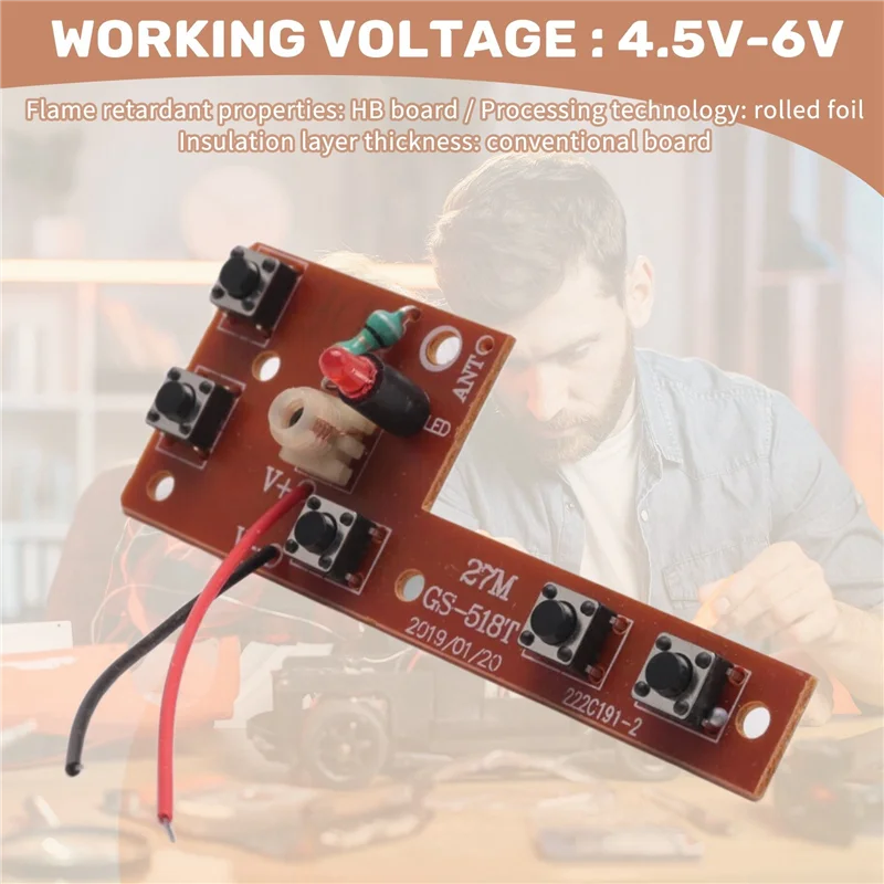 JABS-10PCS 5ch rc controle remoto 27mhz circuito pcb transmissor e receptor placa acessórios do sistema de rádio do carro 20-25m