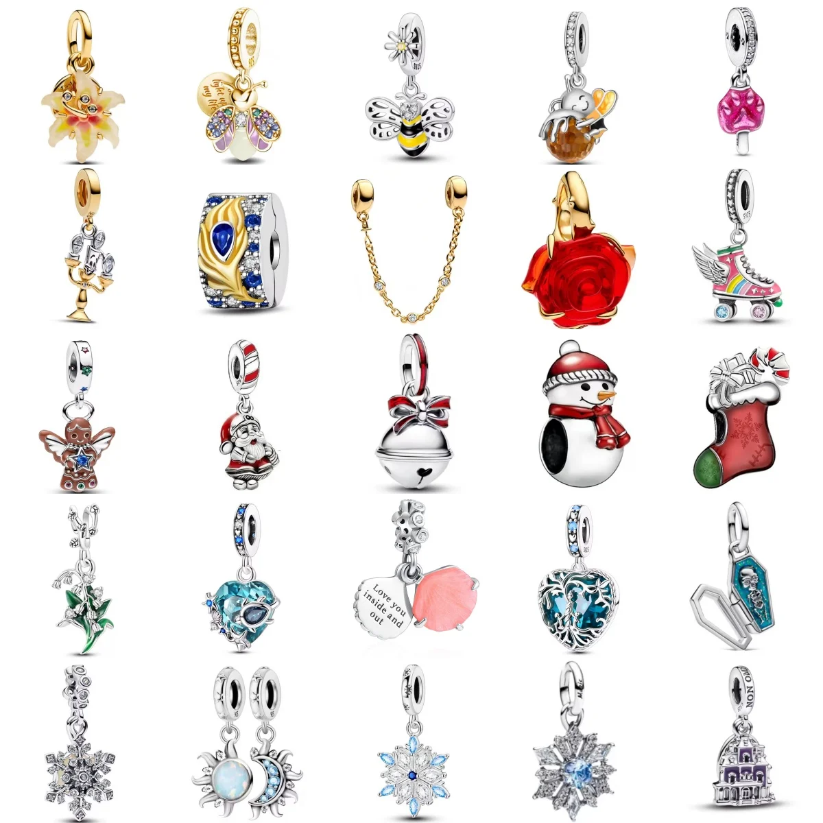 

Новый серебряный шарм 925, подвеска со звездой, луной, цветком, пчелой, рождественской подвеской из бисера, подходит для браслета, аксессуаров «сделай сам», изысканные ювелирные изделия