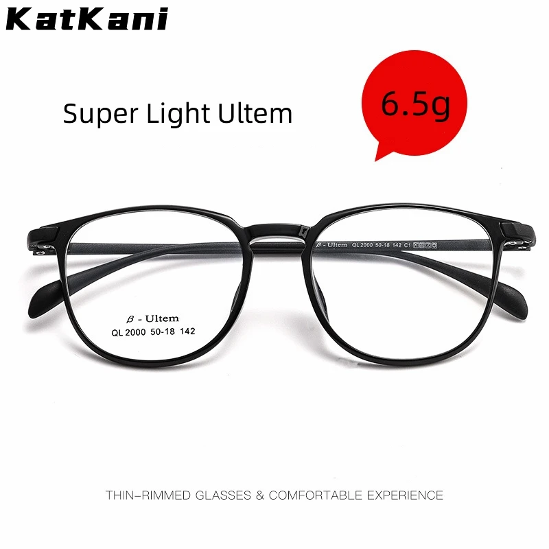 

KatKani Super Light Ultem High Quality Fashion Comfortable Eyewear Retro Round Optical Prescription Glasses Frame Men Women