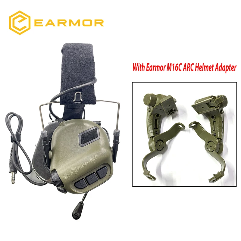 

NEW EARMOR M32 MOD4 Tactical Communication Headset & M16C ARC Helmet Adapter Military Shooting Earmuffs Anti-Noise Headphones