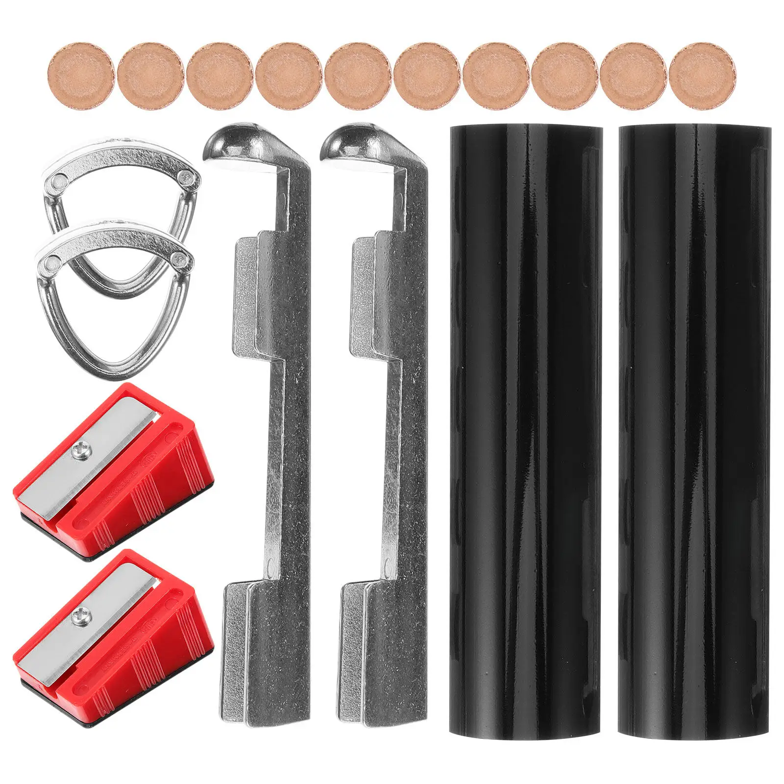 

1Set Pool Cue Tip Replacement Kit Complete Cue Repair Set Metal Cowhide Plastic Materials for Billiard Stick Performance Upgrade