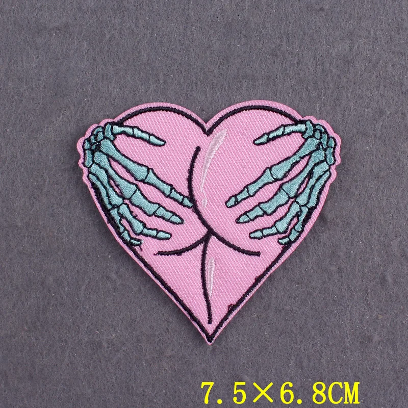 Hippie Patch Embroidered Patches For Clothing Punk Skull Stripes Iron On Patches On Clothes DIY Hook Loop Badges On Backpack