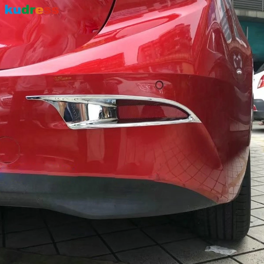 For Mazda 3 M3 Axela 2017 2018 Sedan Chrome Car Rear Fog Light Lamp Cover Trims Back Foglight Bezel Frame Accessories - view 3