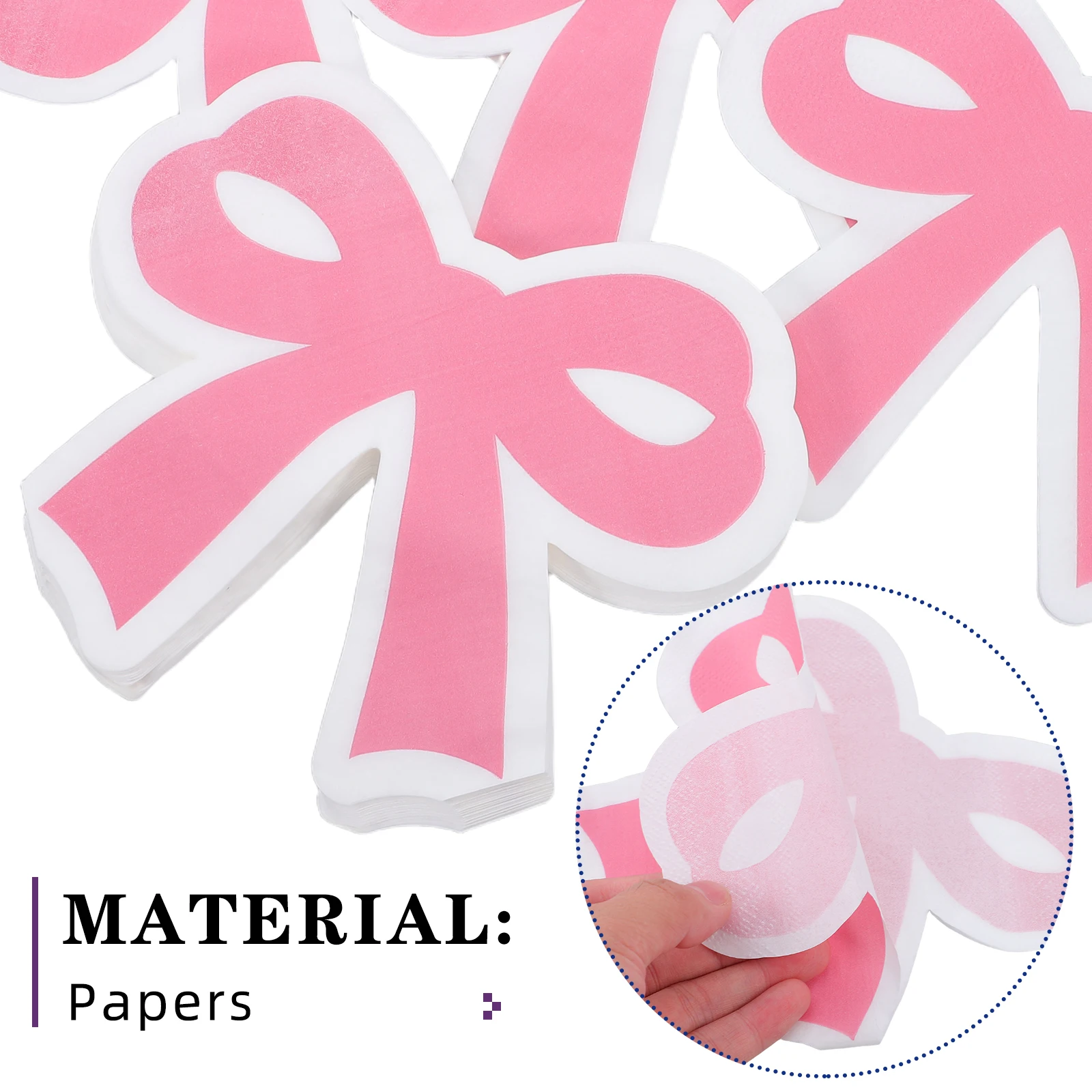 40 قطعة مناديل القوس الوردي مناديل ورقية للاستعمال مرة واحدة حفلة عيد ميلاد لطيف ربطة القوس فيونكة المناديل الزخرفية لوازم حفلات الشاي