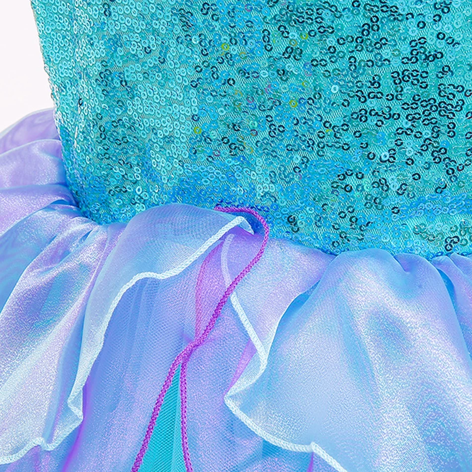 Vestido de sirena para niña pequeña, disfraz de princesa para fiesta de cumpleaños, Ariel, ropa de fantasía para Halloween, vestido elegante de