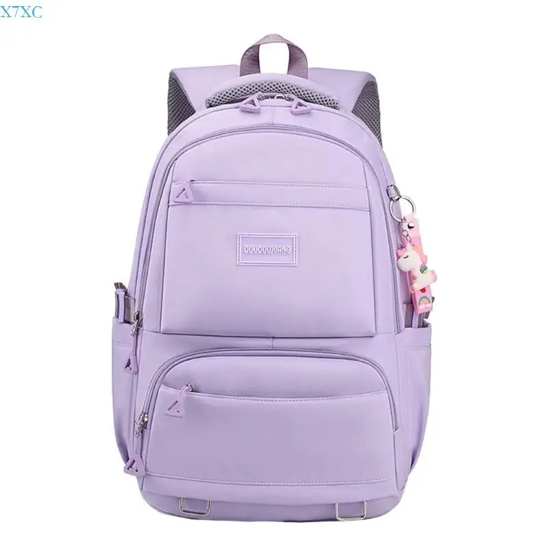 X7XC Trendy School Bag Nylon Backpack for Youth Large Storage Capacity Rucksack with Adjustable Strap Student Book Bag