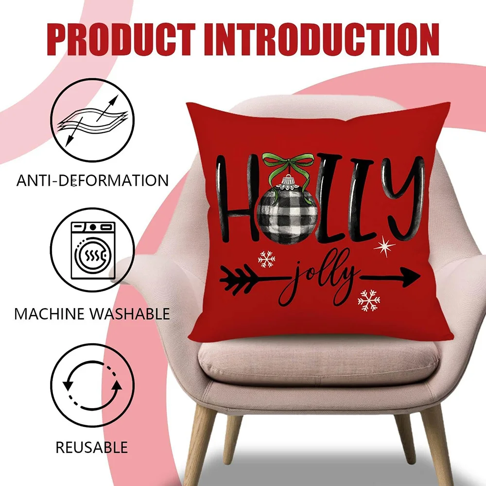 Festive Christmas Pillowcases: Snowman, Merry Christmas, Holly Jolly, Santa with Tree sofas, bedroom pillow covers Short plush m