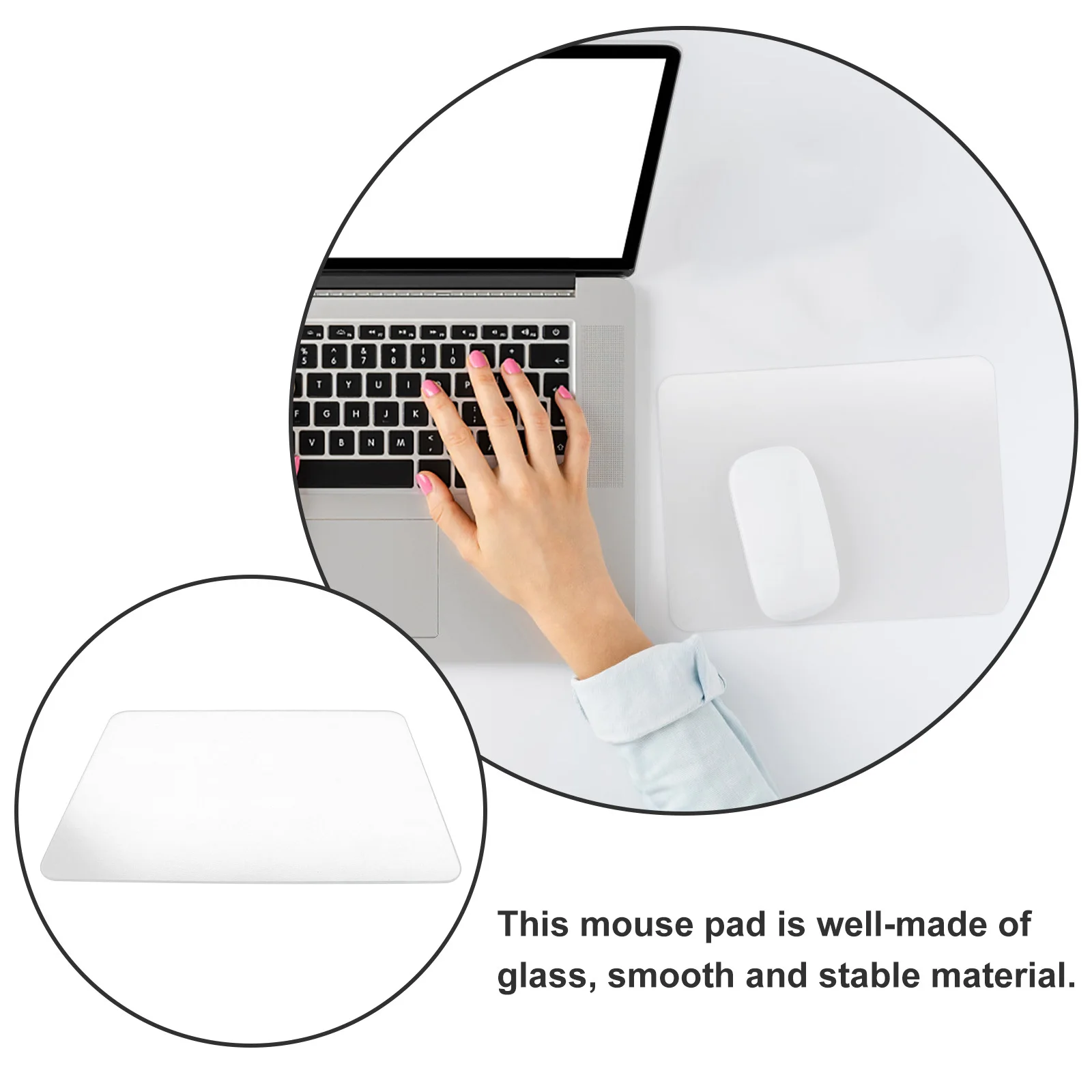 

Clear Glass Mouse Pad Gaming Mousepad Desk Mat Stable Surface Easy Clean Decorative Protective for Laptop Glass Mouse Pad