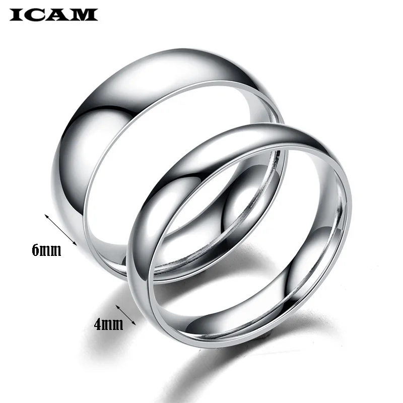 ICAM Fashion jewelry Simple Glossy Mirror Titanium Steel Ring Couple Ring for women men