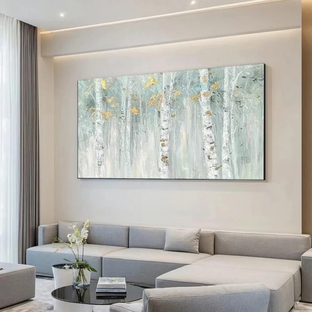 

Large Scale Abstract Forest Hand-Painted Oil Painting Natural Green Forest Plant Modern Living Room Decor Artwork