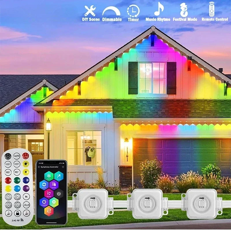 

300 футов постоянного карниза светодиодные умные RGB уличные светодиодные фонари для дома с дистанционным управлением полный дом карниз свет Рождественский праздничный декор