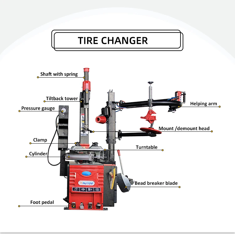 TFAUTENF Automatic Swing Arm Tire Changer With Dual Assist Arm For CarTire CE view 5