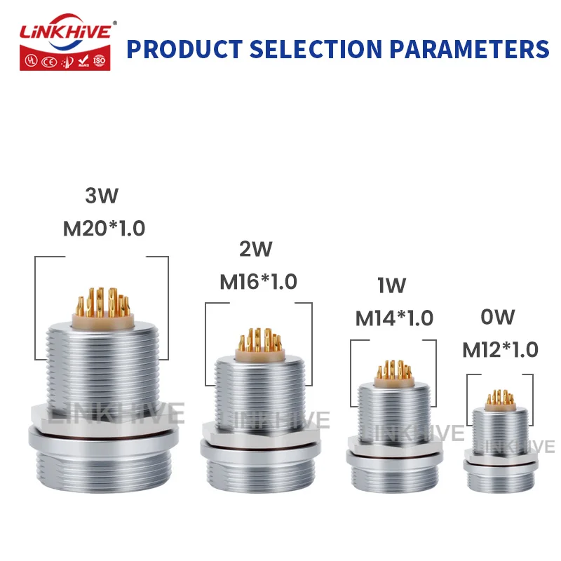 Compatible with LEMO EVG IP68 Underwater Socket 0W 1W 2W 3W 2 3 4 5 6 7 8 9 10 12 14 16 18 19 20 22 24 26 32 106 514 Pin