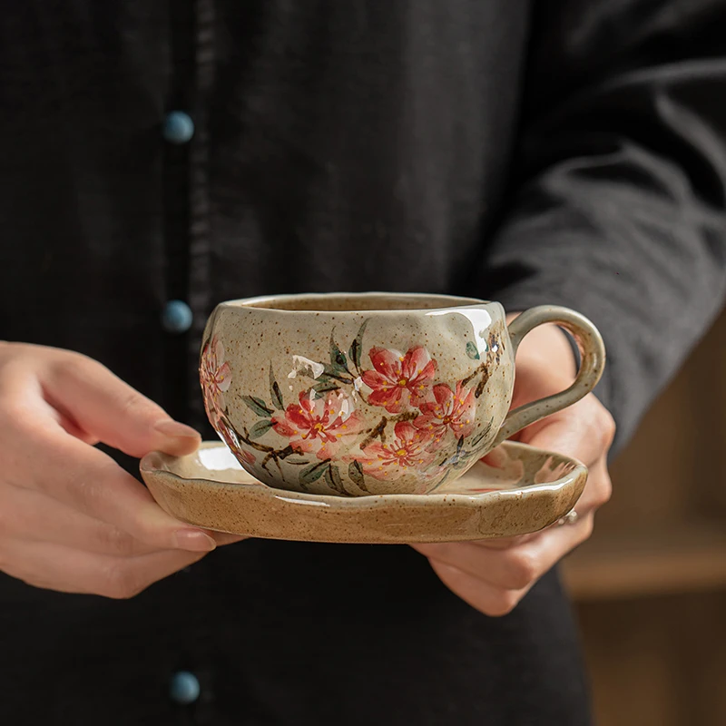 Taza para café y té, taza térmica con platillo, tazas turcas para café de lujo, Tania Bulhoes, taza de licor de cerámica, artículos para bebidas