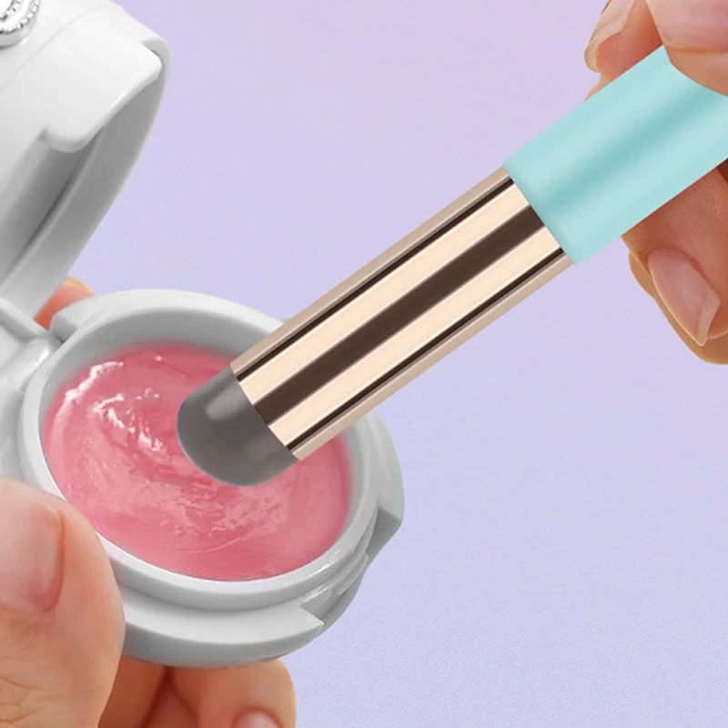 Pennello per labbra in silicone Correttore angolato Pennello per trucco Strumento portatile Testa tonda Dito Q Pennello per rossetto morbido Pennello per correttore