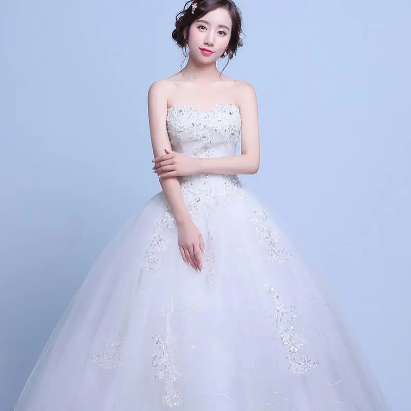 ที่กําหนดเองที่ไม่มีสายหนัง Gowns แต่งงานสําหรับเจ้าสาวคลาสสิก Elegant Lace Tulle ชุดเจ้าสาวใหม่แขนกุด Sukienki Na Wesele Damskie